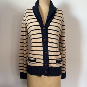 NWT Tommy Hilfiger Navy and Cream Striped Cardigan L fits US women’s 4-8